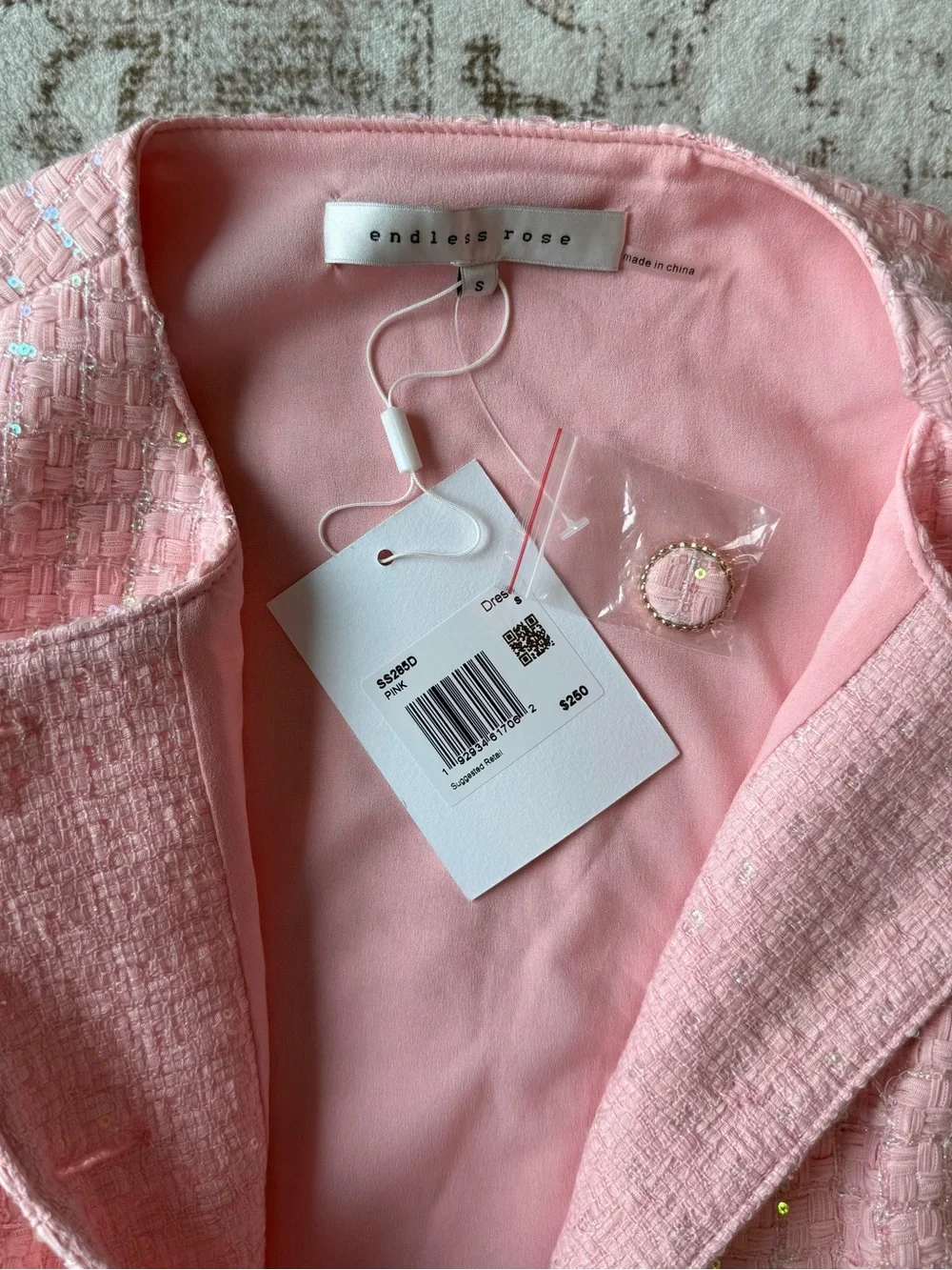 NWT Endless Rose Sleeveless Tweed Mini Dress – Pink - Picture 5 of 5